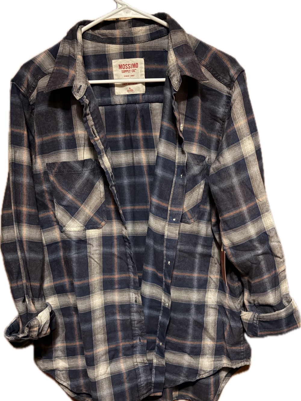 Mossimo Supply Co. Boyfriend Fit Navy and white Plaid Button-Down Shirt